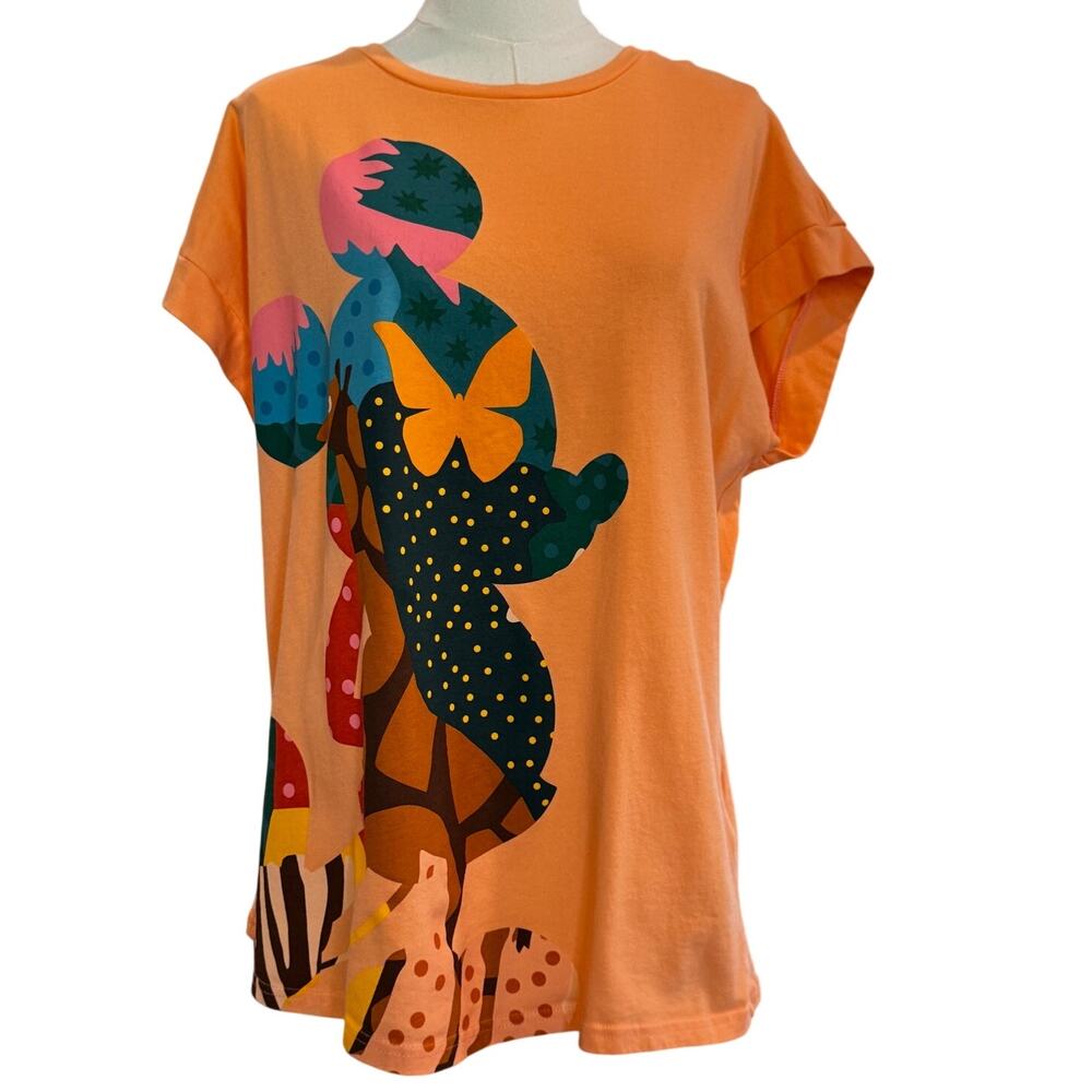 Disney Parks Animal Kingdom Mickey Mouse Abstract Nature Cap Sleeve Tee Size XL